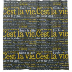 Para Chuveiro C'est La Vie - cortina de chá multilíngue