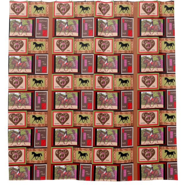 Para Chuveiro Colagem Cortina de chá de Cavalo de Dressage Eques (Frente)