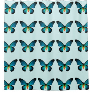 Para Chuveiro Cortina Chá Borboleta Azul