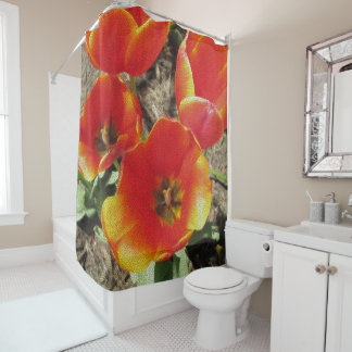 Para Chuveiro Cortina Chá Mosaico Laranja Tulip