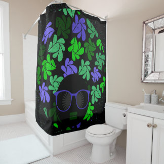 Para Chuveiro Cortina de Banho Afro Diva Verde e Azul