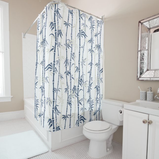 Para Chuveiro Cortina de Banho com Padrão de Bambu Azul (In Situ)