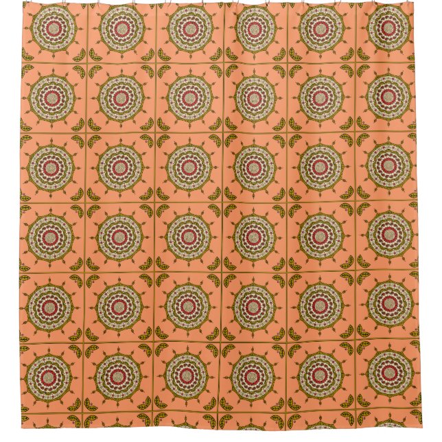 Para Chuveiro Cortina de Banho Mehndi Fantasy Gold (Frente)