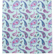 Cortina de Banho Paisley Lavanda Aguarela
