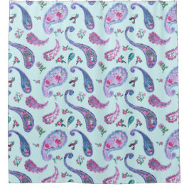 Para Chuveiro Cortina de Banho Paisley Lavanda Aguarela