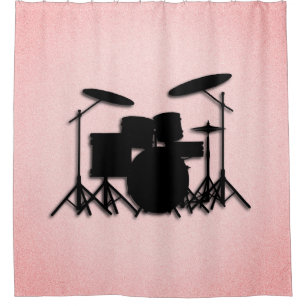 Para Chuveiro Cortina de Banho Rosa Design de Música de Bateria