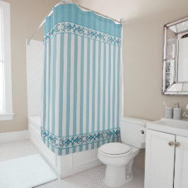 Para Chuveiro Cortina de chá - azul/cinzas/listras - decorativa