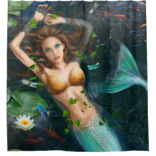 Para Chuveiro Cortina de chá bonita da sereia da fantasia