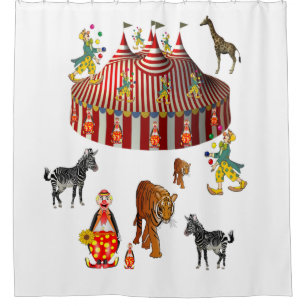 Para Chuveiro Cortina de chá branco de circo