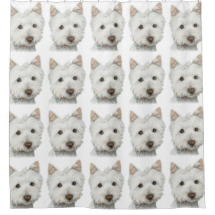 Para Chuveiro Cortina de chá da arte do cão de Westie