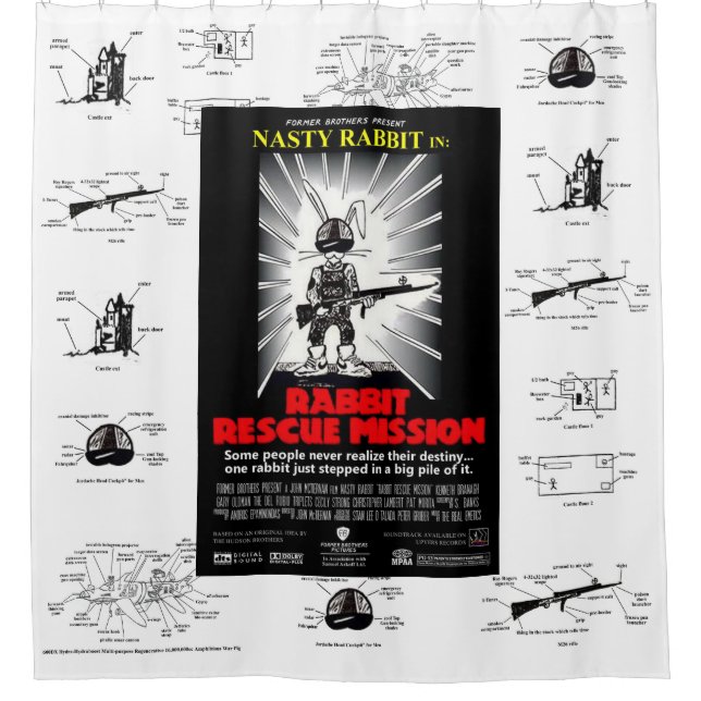 Para Chuveiro Cortina de chá da MISSÃO DE RESGATE do COELHO (Frente)