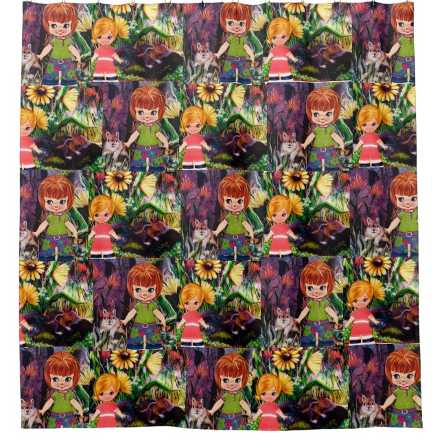 Para Chuveiro Cortina de Chá de Boneca de Papel Vermelho (Frente)