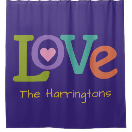 Para Chuveiro Cortina de chá de nome personalizado Colorida Love