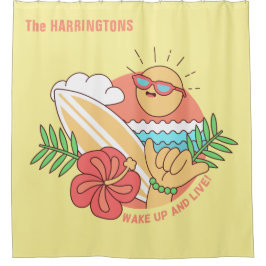Para Chuveiro Cortina de chá de nome personalizado do Summer Sur