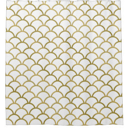 Para Chuveiro Cortina de Chá de Padrão do Mar Dourado e Branco