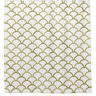 Para Chuveiro Cortina de Chá de Padrão do Mar Dourado e Branco