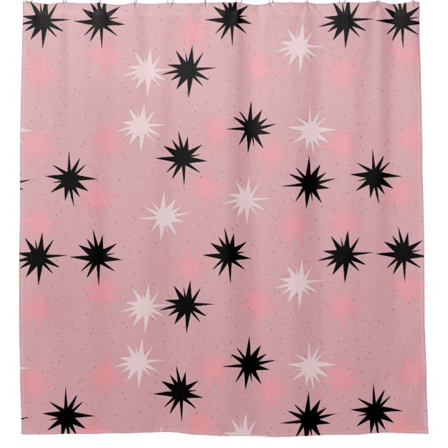 Para Chuveiro Cortina de Chá de Starbursts Atômicos Rosa (Frente)