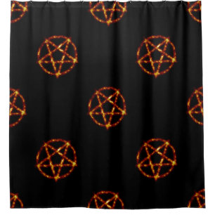 Para Chuveiro cortina de chá do banheiro com pentagrama