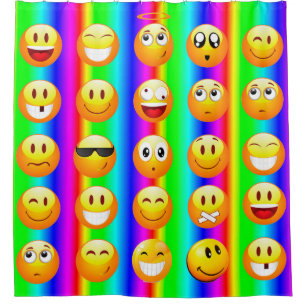 Para Chuveiro cortina de chá do banheiro do emoji do arco-íris