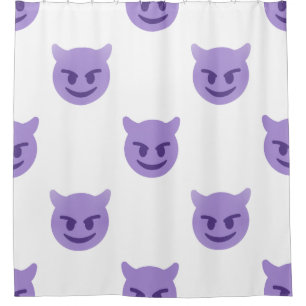 Para Chuveiro cortina de chá do banheiro do emoji do diabo