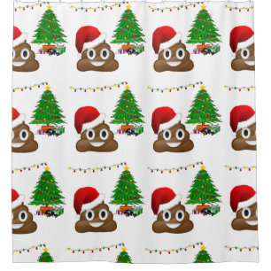 Para Chuveiro cortina de chá do emoji do poo do Natal