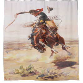 Para Chuveiro Cortina de Chá do Vintage Rodeo Cowboy Bronc Rider