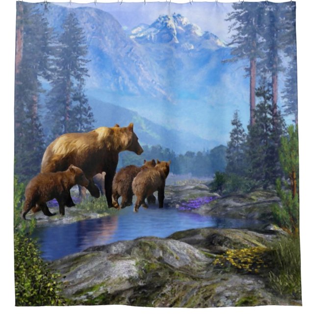 Para Chuveiro Cortina de chá dos ursos de urso (Frente)
