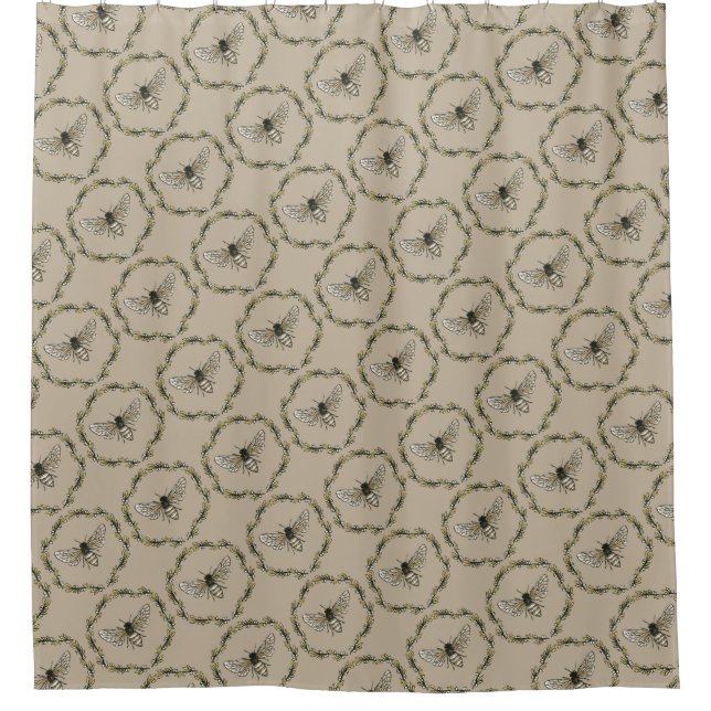 Para Chuveiro Cortina de chá elegante do impressão da abelha (Frente)
