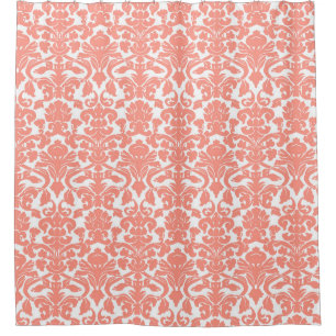 Para Chuveiro Cortina de chá floral branca coral do damasco