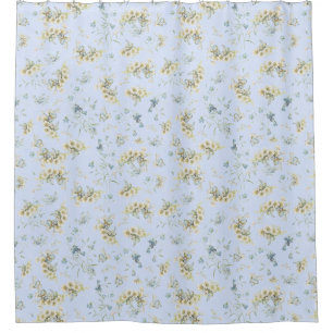 Para Chuveiro Cortina de chá floral do vintage azul Pastel