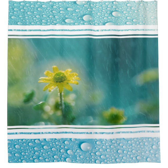 Para Chuveiro Cortina de Chá/Flores selvagens com chuva (Frente)