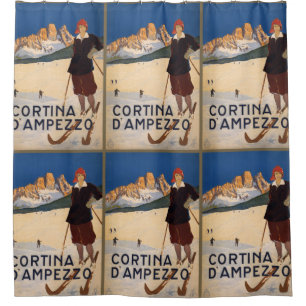 Para Chuveiro Cortina de chá italiana do poster das viagens