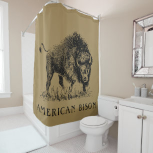 Para Chuveiro Cortina de chá ocidental do bisonte americano do