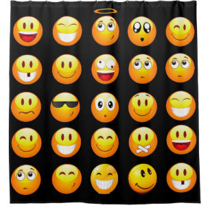 Para Chuveiro cortina de chá preta do banheiro dos emojis