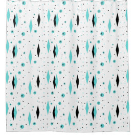 Para Chuveiro Cortina de chá retro de Starbursts dos diamantes