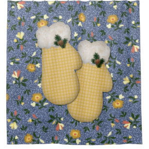 Para Chuveiro Cortina de Natal de Mittens Amarelo