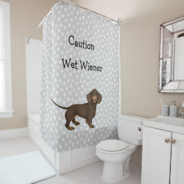 Para Chuveiro Cortina do Chá de Impressão da Pata Dachshund