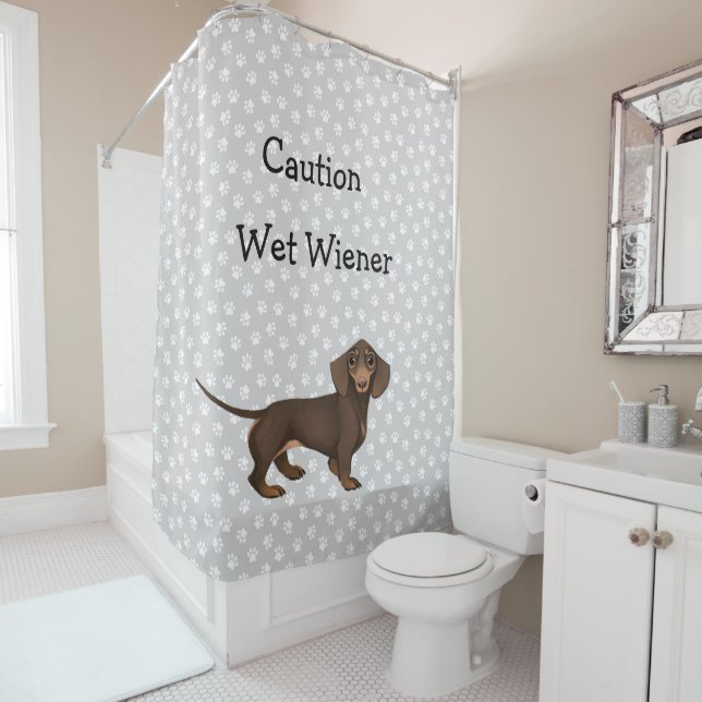 Para Chuveiro Cortina do Chá de Impressão da Pata Dachshund (In Situ)