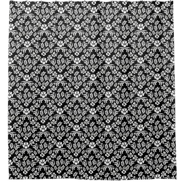 Para Chuveiro Cortina do Chá Floral Preto e Branco (Frente)