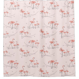 Para Chuveiro Cortina multichá rosa Flamingos