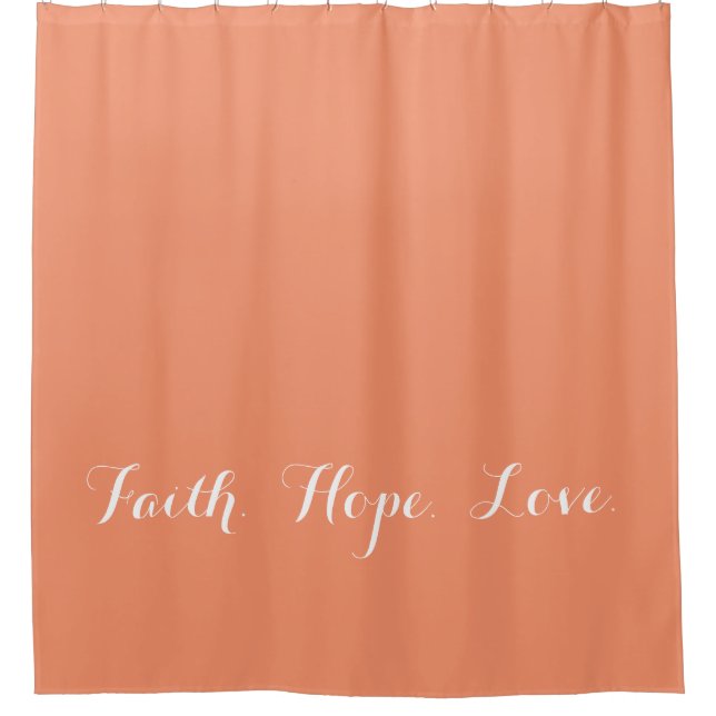 Para Chuveiro Faith Hope Love Coral Peach Cortina Chá (Frente)