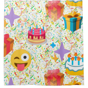 Para Chuveiro feliz aniversário emoji chá cortina banheiro