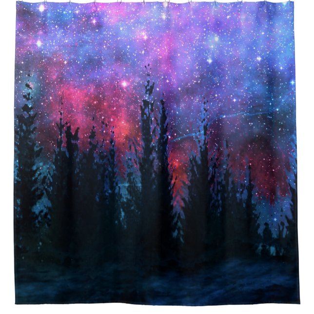 Para Chuveiro Pinhos da floresta - cortina de chá estrelado do (Frente)