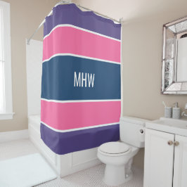 Para Chuveiro Stripes Cortina de chá monograma personalizada pad