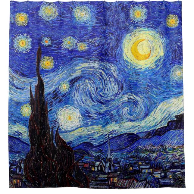 Para Chuveiro Uma noite estrelado Van Gogh inspirou a cortina de (Frente)