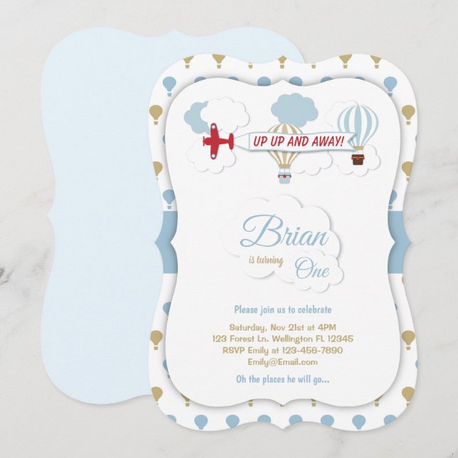 Para Cima E Para Fora! Convite de Aniversário do A (Frente/Verso)