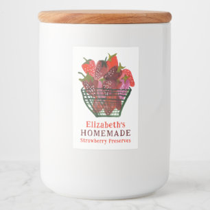 Para Comida Cesta de Morango em Aquarela Rótulo Personalizado