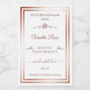 Para Comida Rótulo branco do produto Rosa Dourado Frame Vintag