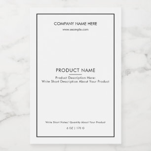 Para Comida Rótulo Branco Minimalista Personalizado Limpo