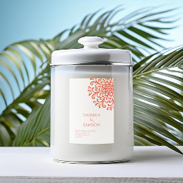 Para Comida Rótulo da Vela Flourish Vermelha Laranja Whimsical